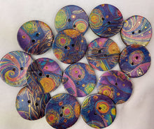 Load image into Gallery viewer, 1” Buttons- Van Gogh Patterns-gold foil- assorted colors-Handcrafted Great Adirondack Yarn
