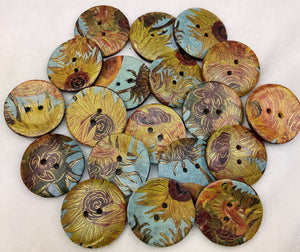 1” Buttons-Monet Patterns-gold foil- assorted colors-Handcrafted Great Adirondack Yarn