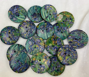 1” Buttons- Van Gogh Patterns-gold foil- assorted colors-Handcrafted Great Adirondack Yarn