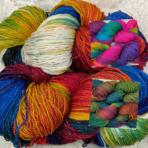 Sparkle Sock Merino Superwash Yarn 420 yds Hand Dyed colors Macaw-Boho-Desert