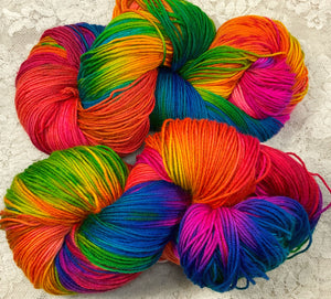 Sock Yarn Merino Superwash and nylon 450 yds -Hand Dyed Colors-Toucan-Pineapple Polly-Pheasant