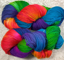 Load image into Gallery viewer, Merino Superwash and nylon Sock  Yarn 450 yds Hand Dyed Colors-Toucan-Pineapple Polly-Pheasant
