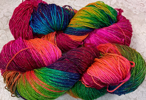 Sparkle Sock Merino Superwash Yarn 420 yds Hand Dyed colors Pineapple Polly-Lagoon-Toucan-Watermelon-Berries