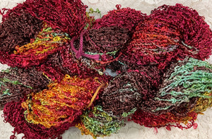 Rayon Boucle Loop Yarn 100 yds Hand Dyed Colors Wineberry-Old English -NEW!