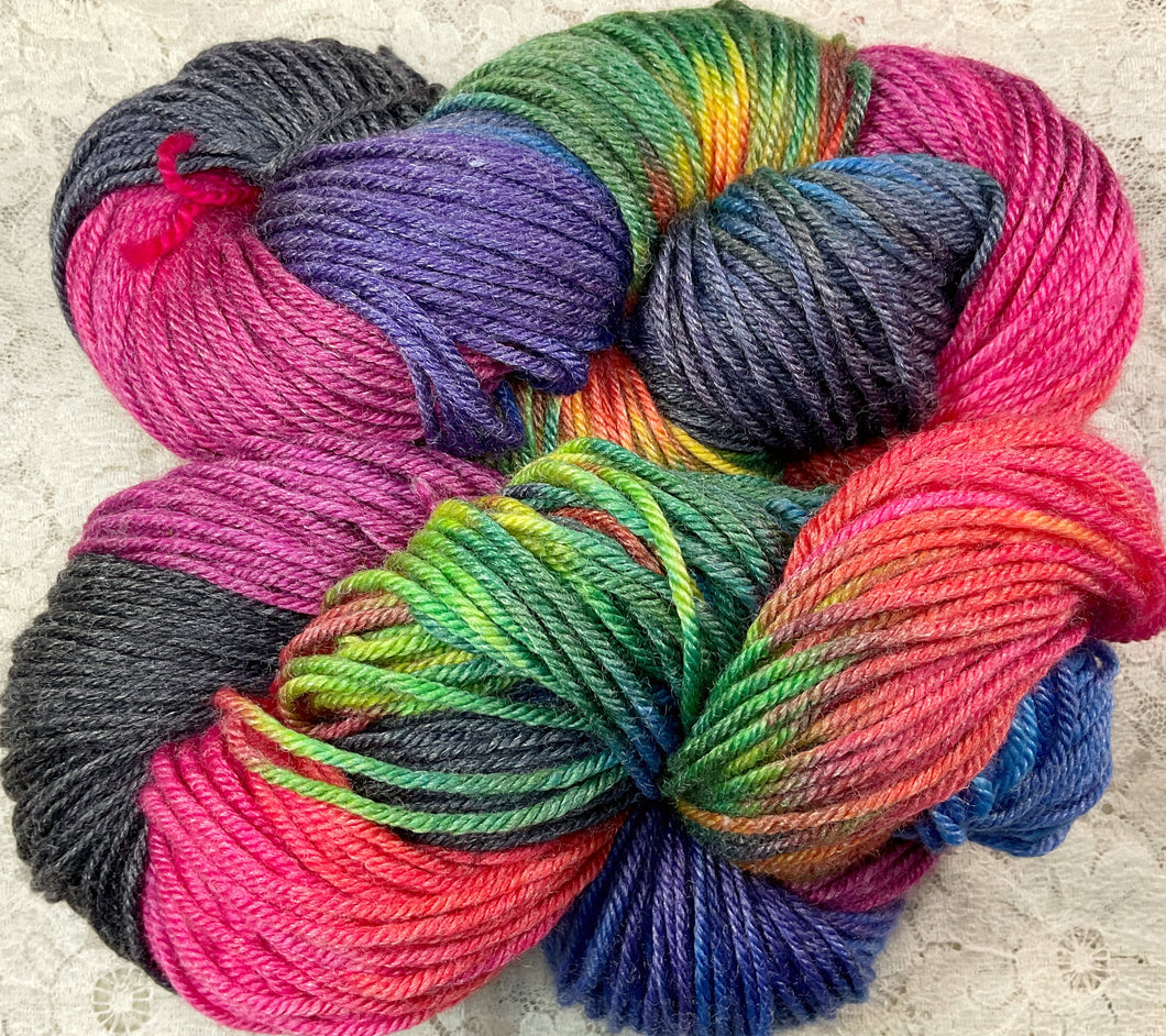 Worsted Merino Superwash and Bamboo Yarn 210 yds-CLOSEOUT 100 grams -color- Black Fire-Great Adirondack