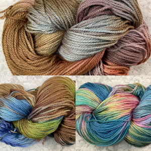 Bamboo Cotton Worsted Yarn 247 yds- Colors- Rocky Mtn-Bronzite- Speckled Denim Rose-Great Adirondack