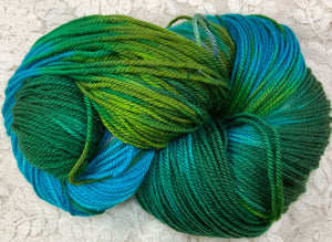 Sport Wt merino superwash yarn 373 CLOSEOUT- Hand Dyed Colors Fall Brights-Foliage-Parrotfish-Hummingbird