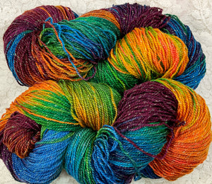 Sparkle Sock Merino Superwash Yarn 420 yds Hand Dyed colors Parrotfish-Foliage-Fall Brights-Hummingbird