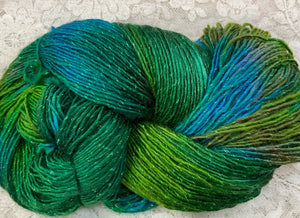 Sock yarn gold sparkle merino Superwash 417 yds hand dyed-Parrotfish-Fall Brights-Hummingbird-Foliage
