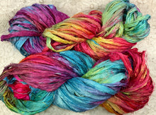 Load image into Gallery viewer, Sari Silk Yarn 50 yds hand dyed colors-Starburst-Garden Party-Sage- Great Adirondack
