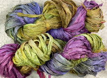 Load image into Gallery viewer, Sari Silk Yarn 50 yds hand dyed colors-Starburst-Garden Party-Sage- Great Adirondack

