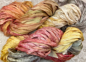 Sari Silk Yarn 50 yds hand dyed color- Jelly Bean-Great Adirondack