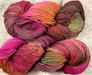 Organic Cotton Yarn 300 yds dk wt Hand Dyed Colors Black Fire-Chilipeppers-Coneflower-Beach House