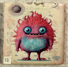 Load image into Gallery viewer, Ceramic Tiles -Coasters -Lil Monsters 9-12- 4.25” x4.25” - Great Adirondack Yarn co.
