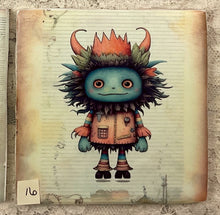 Load image into Gallery viewer, Ceramic Tiles- coasters -Lil Monsters 13-16- 4.25” x4.25” - Great Adirondack Yarn co.
