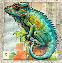 Load image into Gallery viewer, Ceramic Tiles- Coasters-Steampunk Chameleons - 5-8- 4.25” x4.25” - Great Adirondack Yarn co.
