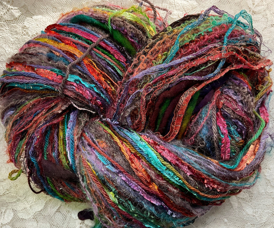 Art Yarn -Original Surprise 2 -150 yds -Rooster-Merinos-Mohair-silk-Ribbons
