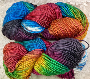 Worsted  wt Silk and Merino Yarn 225 yds- color-Macaw-Great Adirondack