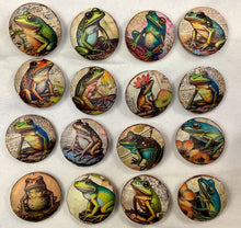 Load image into Gallery viewer, 1.08” Leather Buttons -Frogs- assorted -Handcrafted- Great Adirondack Yarn
