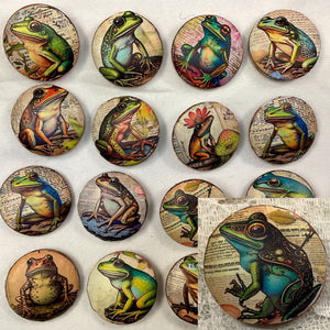 1.08” Leather Buttons -Frogs- assorted -Handcrafted- Great Adirondack Yarn