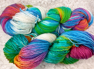 Worsted wt merino-hand dyed-single ply -219 yds- color-Garden Party-Great Adirondack