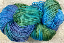 Load image into Gallery viewer, Sock Yarn Merino Superwash and nylon 450 yds -Hand Dyed -Nantucket Blue-Jelly Bean-Bluejay
