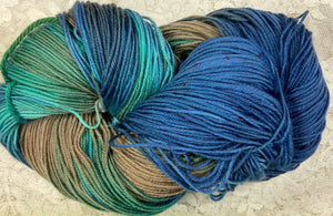 Sock Yarn Merino Superwash and nylon 450 yds -Hand Dyed -Nantucket Blue-Jelly Bean-Bluejay
