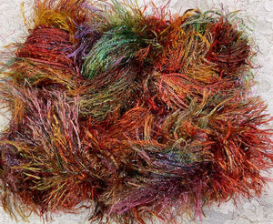 Novelty Fringe Yarn with Crystal Flash -75 yds -Hand Dyed Colors -Rainbow-Pheasant