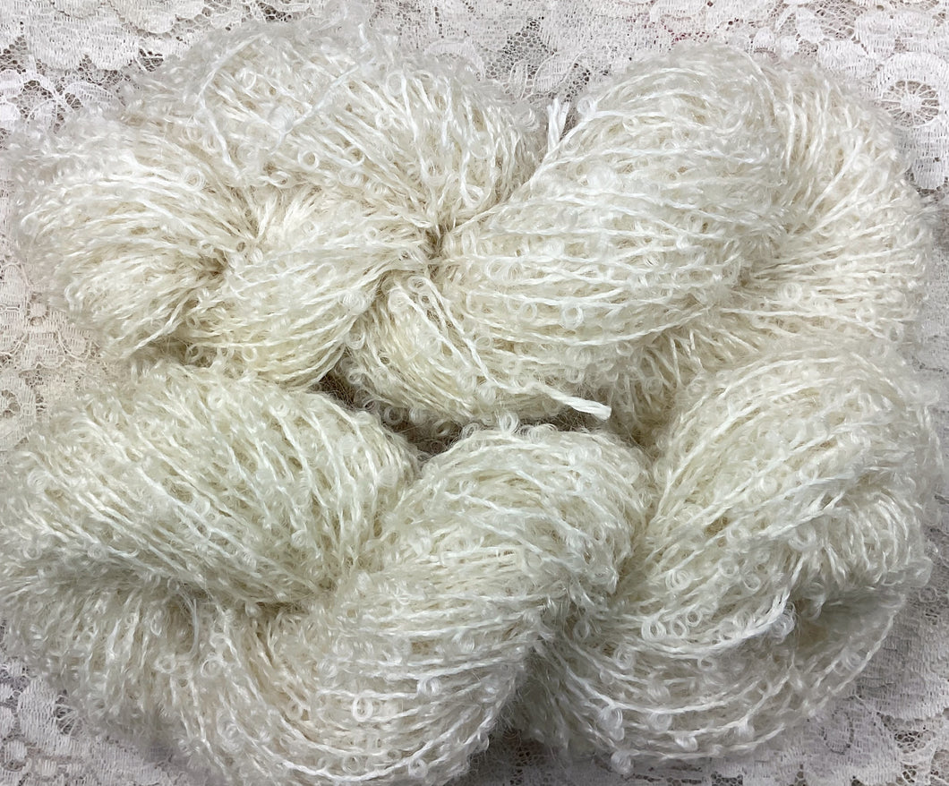 Mohair Boucle Yarn 100 yds Natural-worsted wt- dyeable