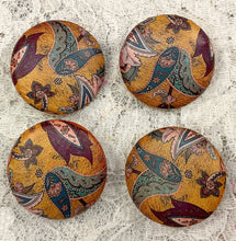 Load image into Gallery viewer, 1.08” Leather Buttons -vintage Paisley Prints- olives-maize-Handcrafted- Great Adirondack
