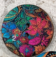 Load image into Gallery viewer, 1.25” Coconut Button -Bright Paisleys- 8 assorted styles-Great Adirondack-New
