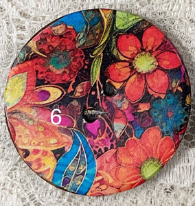 1.25” Coconut Button -Bright Paisleys- 8 assorted styles-Great Adirondack-New