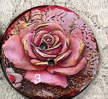 Load image into Gallery viewer, 1.25” Button Vibrant Roses-1 thru 8 -Coconut-Great Adirondack-New
