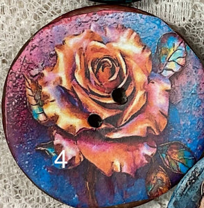 1.25” Button Vibrant Roses-1 thru 8 -Coconut-Great Adirondack-New