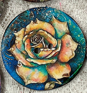 1.25” Button Vibrant Roses-1 thru 8 -Coconut-Great Adirondack-New
