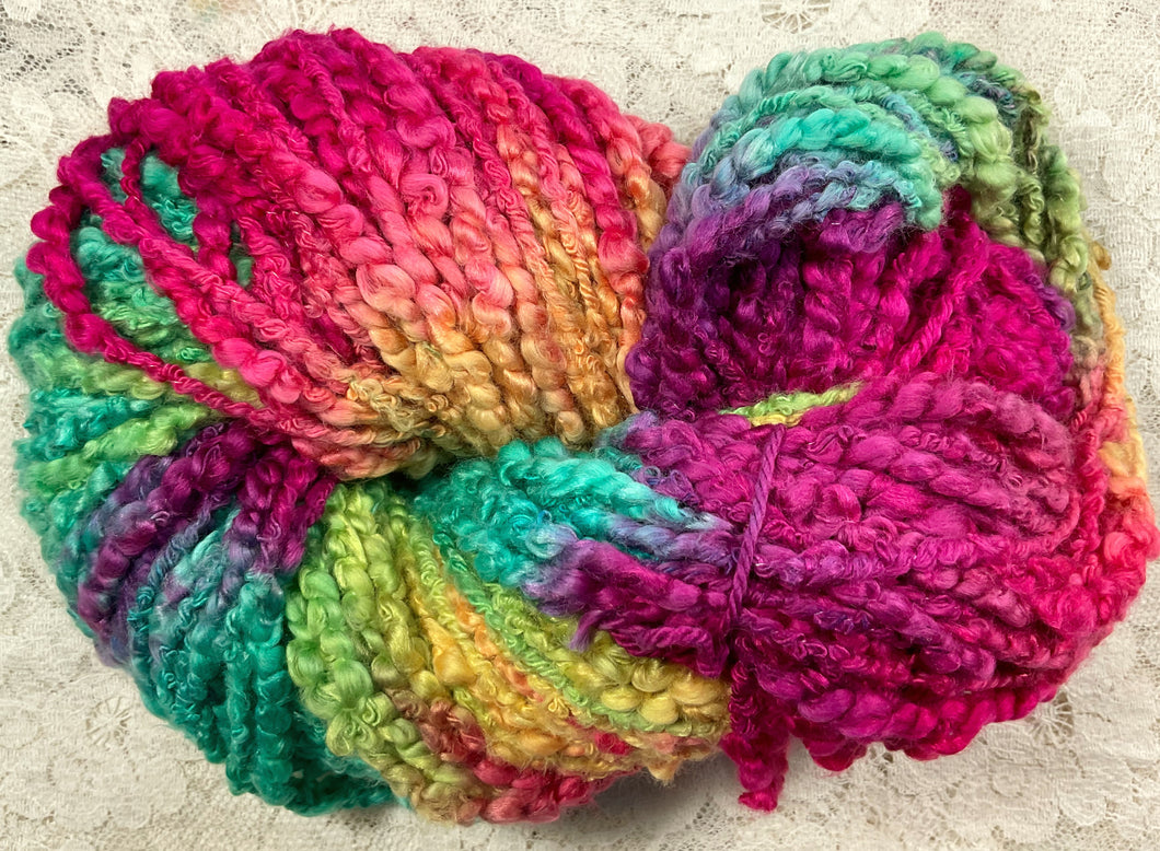Bulky Wt Cotton Rayon Yarn- 99 yds -Hand Dyed -Bali Brights- Great Adirondack