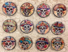 Load image into Gallery viewer, 1.5” Button- Sugar Skulls-Day of the Dead Patterns Assorted Great Adirondack Yarn
