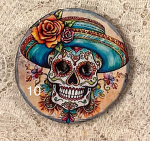 Load image into Gallery viewer, 1.5” Button- Sugar Skulls-Day of the Dead Patterns Assorted Great Adirondack Yarn
