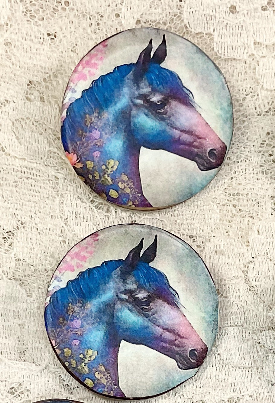 1.5” Horse pins Handcrafted Great Adirondack Yarn