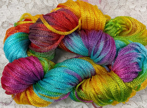 Ribbon Yarn 100 yds Sport wt Hand Dyed Colors Spring Garden-Butterfly