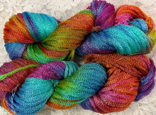 Load image into Gallery viewer, Ribbon Yarn 100 yds Sport wt Hand Dyed Colors Spring Garden-Butterfly
