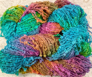 Cotton Boucle Yarn 100 yds Hand Dyed Colors- Spring Garden-Butterfly