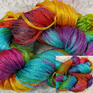 Ribbon Yarn 100 yds Sport wt Hand Dyed Colors Spring Garden-Butterfly