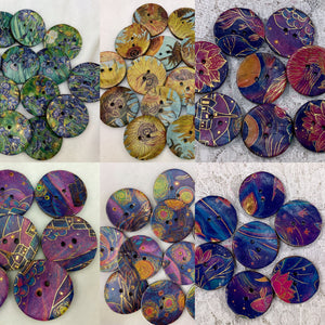 1” Buttons- Van Gogh Patterns-gold foil- assorted colors-Handcrafted Great Adirondack Yarn