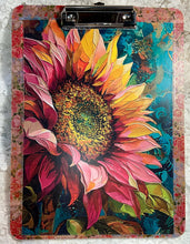 Load image into Gallery viewer, Fabric and Wood Art Clipboards 9” x 12”  dragonfly-sunflower- Great Adirondack
