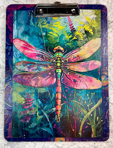 Fabric and Wood Art Clipboards 9” x 12”  dragonfly-sunflower- Great Adirondack