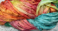 Load image into Gallery viewer, Sari Silk Yarn 50 yds -hand dyed colors -Tutti Fruitti-Stained Glass-Great Adirondack
