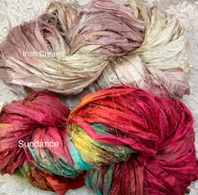 Load image into Gallery viewer, Sari Silk Yarn -50 yds- hand dyed colors-Sundance-Irish Cream- Great Adirondack
