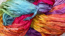 Load image into Gallery viewer, Sari Silk Yarn -50 yds- hand dyed colors-Pineapple Polly-Rainbow- Great Adirondack
