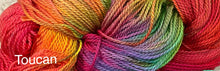 Load image into Gallery viewer, Organic Cotton Yarn 300 yds dk wt Hand Dyed Colors Denim-Toucan-Hydrangea-Great Adirondack
